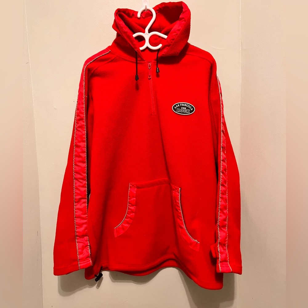 The Rock - Men’s Large -Alcatraz Federal Penitentiary Fleece Hoodie -Red & Black